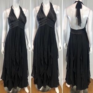 Bcbg maxazria womens halter top black formal tulle dress size 4